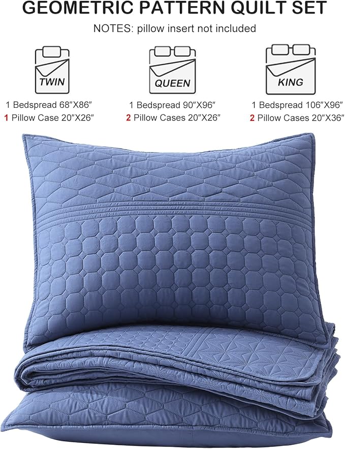 HORIMOTE HOME Denim Blue Queen Size Quilt Set - Image 7