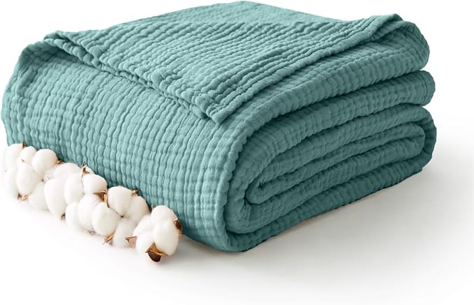 100% Cotton Muslin Blanket 40" x 40", Breathable and Lightweight Cotton Throw - Image 6