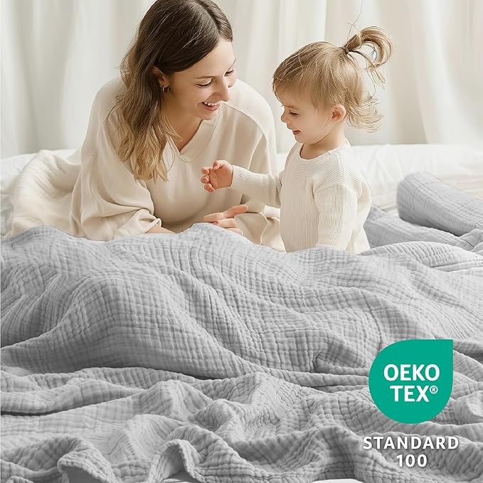 100% Cotton Muslin Blanket Large 50" x 70", Breathable and Lightweight Cotton - Image 6