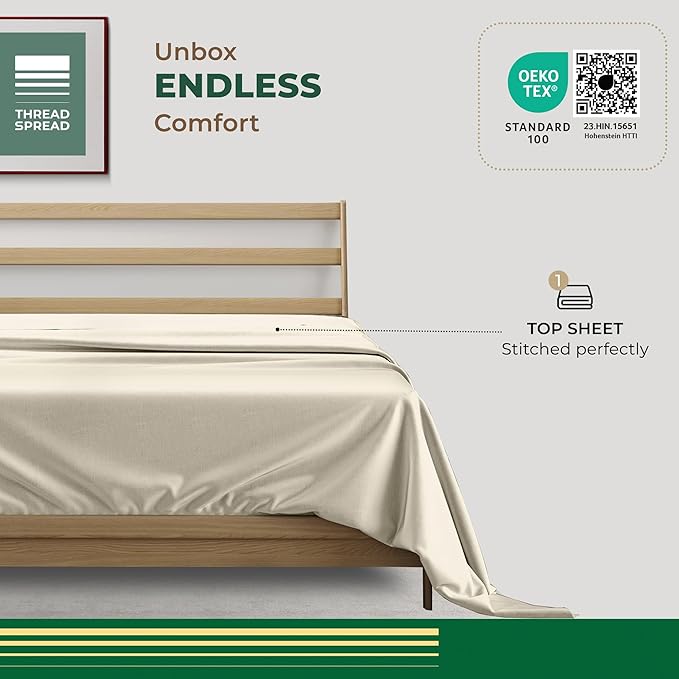 THREAD SPREAD 100% Organic Cotton Percale Flat Sheet Twin Size - Image 3