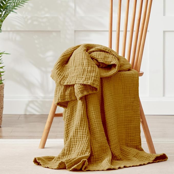 100% Cotton Muslin Blanket King 108" x 90", 6 Layers Breathable and Lightweight - Image 7