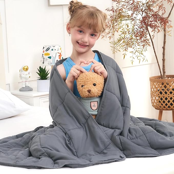 Weighted Blanket Kids 7lbs, Twin Size Cooling Heavy Throw Blanket by BETU