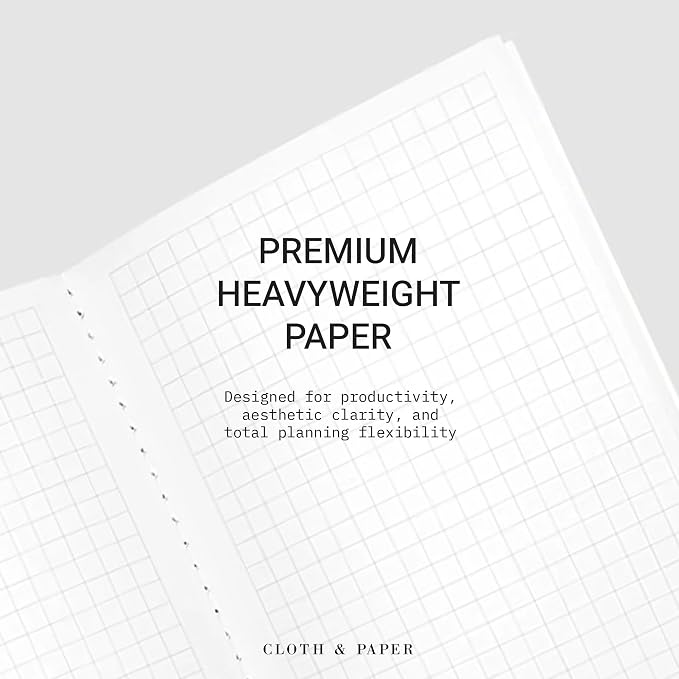 Cloth & Paper Travel Notebook | Graph Notebook – Olive | A5 Slim Grid Paper - Image 4