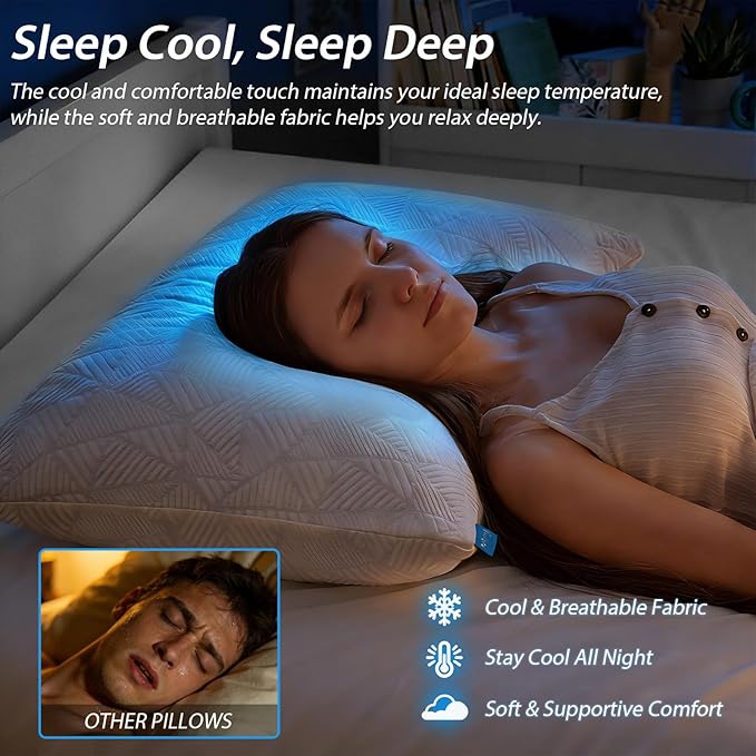 BETU Cooling Pillows Standard Size Set of 2, Shredded Memory Foam Standard - Image 4