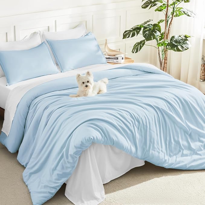 Litanika Twin XL Comforter Set Light Blue, 2 Pieces Extra Long Dorm Bedding Sets by Litanika