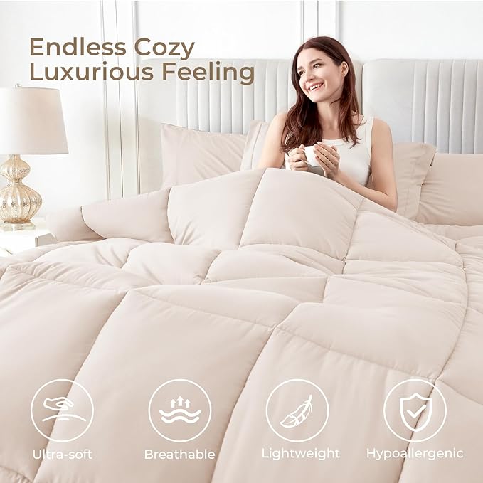 Sasttie Oversized Queen Comforter Set, 7 Pieces Extra Large Bed in a Bag - Image 2