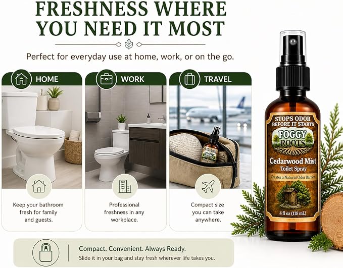Cedarwood Pre-Poop Toilet Spray – Stops Odor Before It Starts, Bathroom Odor - Image 7