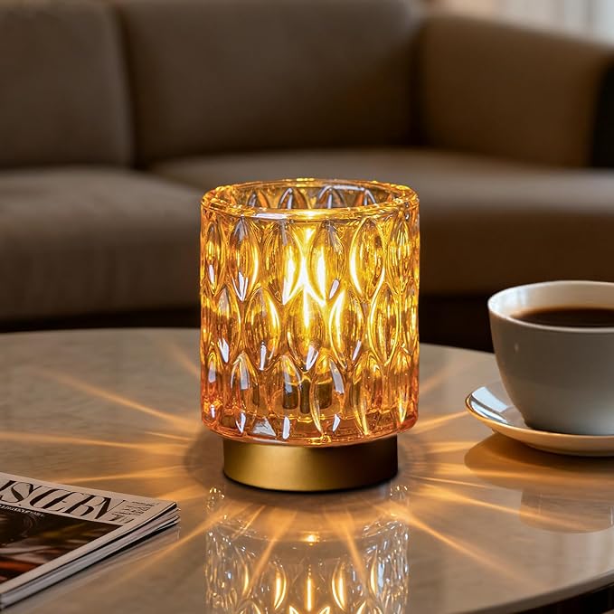 Battery Operated Table Lamps Timer, Mini Crystal Lamp by MJPREMIER