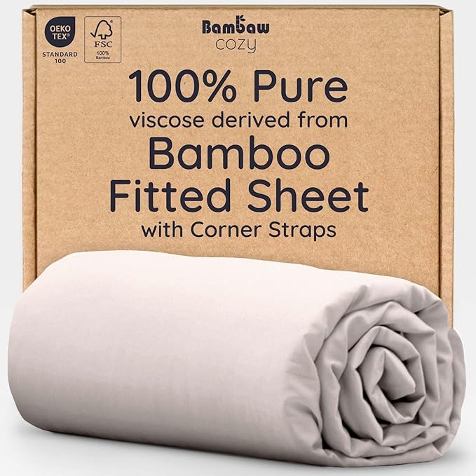 Bambaw 100% Viscose Derived from Bamboo Fitted Sheet Full Size, Cooling Fitted by Bambaw