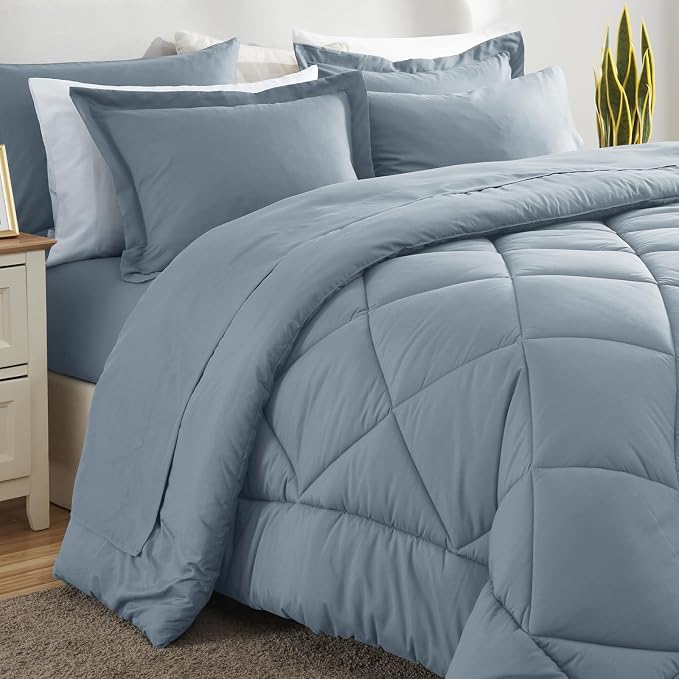 CozyLux Full Size Comforter Sets Dusty Blue - Image 8