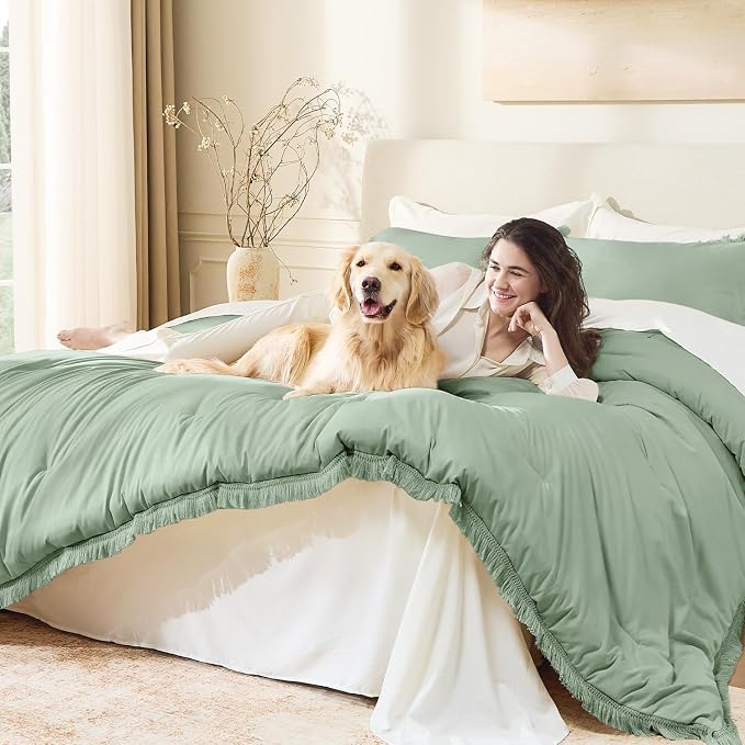 Andency Twin Comforter Set Sage Green, 2 Pieces Kids Comforter Sets - Image 3