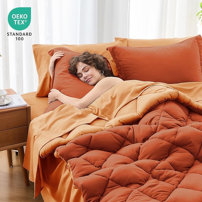 MUXHOMO 7 Pieces Queen Comforter Set, Reversible Bed in a Bag Queen Size - Image 4