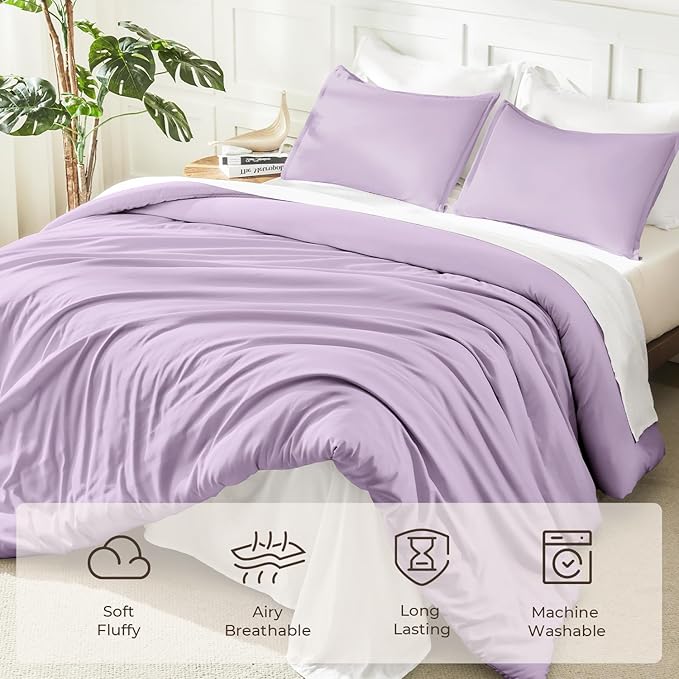 Litanika Lavender Comforter California King Size, 3 Pieces Cal King Lightweight - Image 3