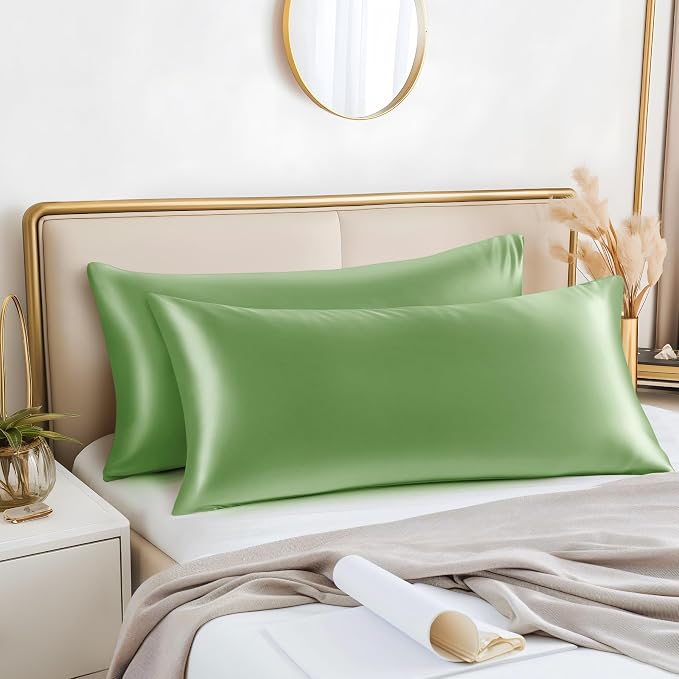 BEDELITE Satin Body Pillow Cover 2 Pack, Super Soft and Cooling Body Pillow - Image 2