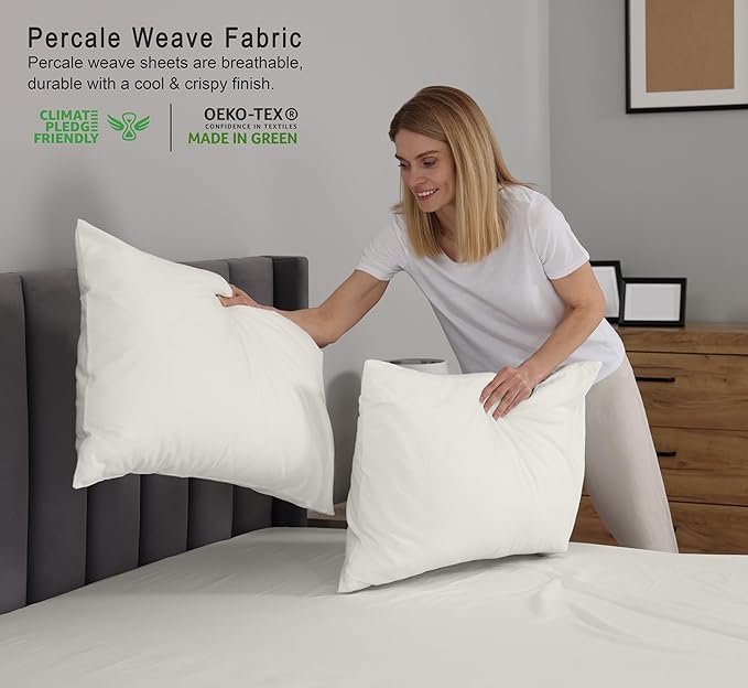 RUVANTI 100% Cotton Sheets – Full Size Percale Bedding, Cooling & Breathable - Image 3