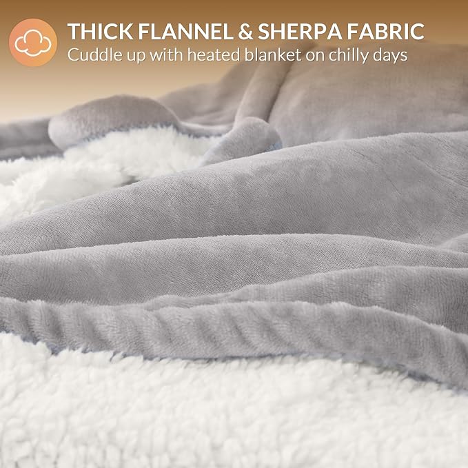 HOMLYNS LuxeHeat Heated Blanket Electric Blanket Queen Size, Soft Flannel - Image 5