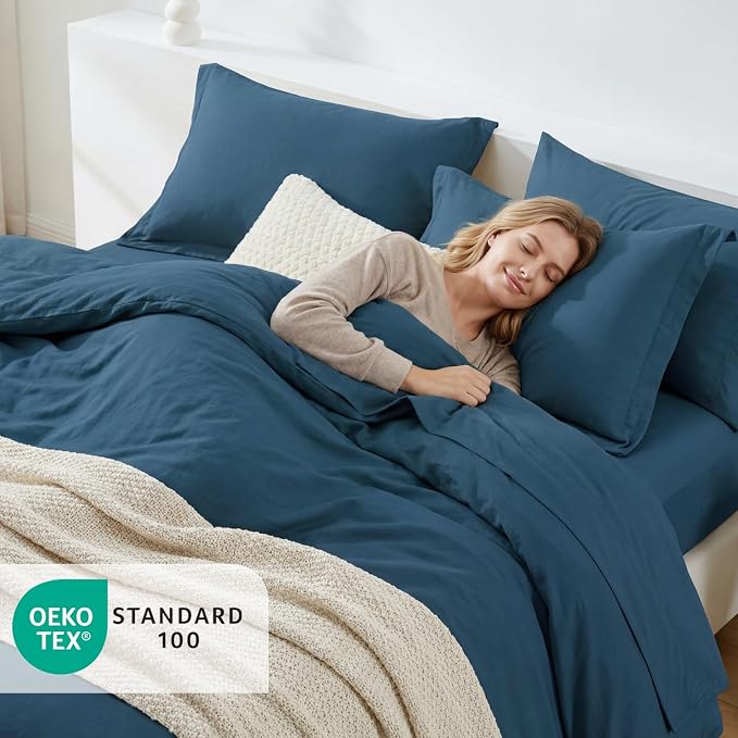 WRENSONGE Full Size Comforter Sets, 7 Pieces Serenity Blue Bed in a Bag - Image 3
