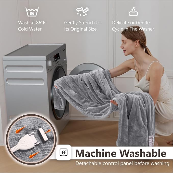 Wapaneus Heated Blanket Electric Queen Size 84"x90"-Dual Control - Image 5