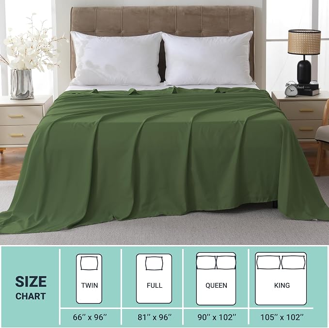 ZPECC King Flat Sheet Only 6 Pack, Durable Olive Green Top Bed Sheets - Image 5