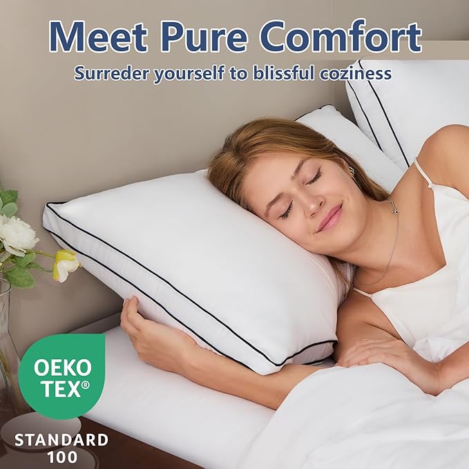 CozyLux Pillows King Size Set of 2, Soft and Supportive 3D Down Alternative Bed - Image 2