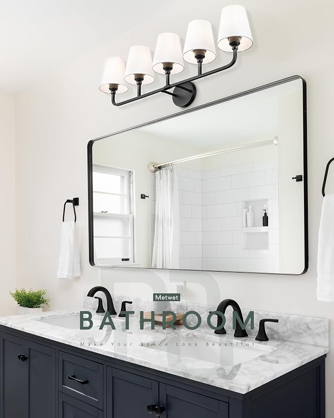 Bathroom Light Fixtures, 5 Light Matte Black Vanity Lights - Image 6