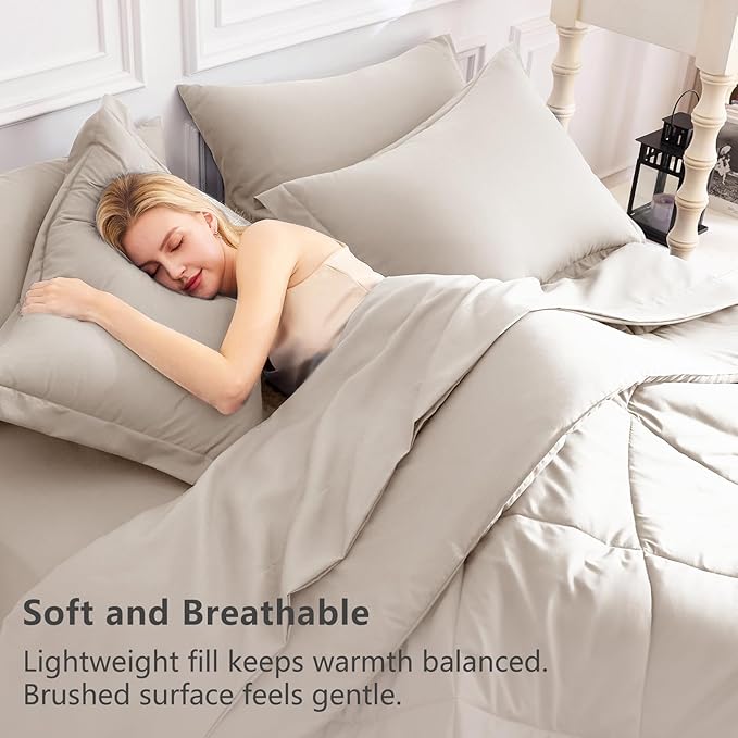 CozyLux Queen Comforter Set Linen - Image 3