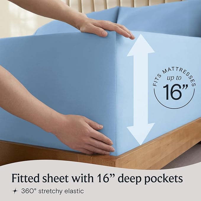 LuxClub 4 PC California King Sheet Set, Deep Pockets Wrinkle Free Cooling Bed - Image 6