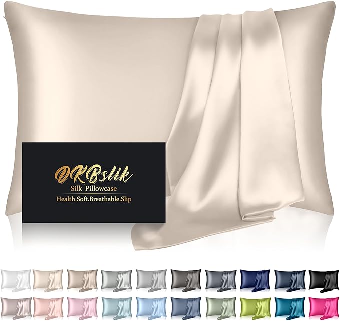 Silk Pillowcase for Hair and Skin, Mulberry Silk Pillow Cases Queen Size by HOME