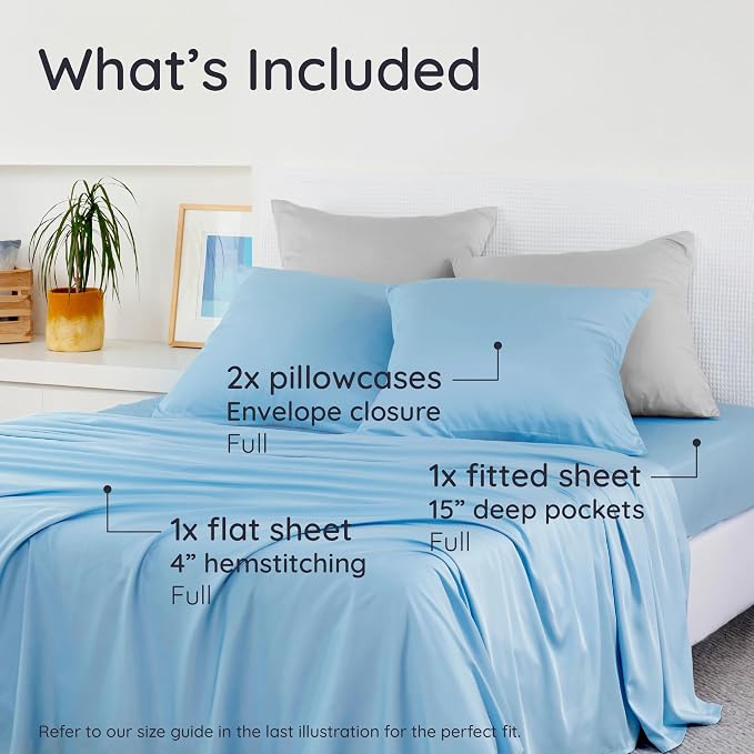 Bambaw Full Sheet Set 4pcs – 100% Viscose Derived from Bamboo Cooling Sheets - Image 2