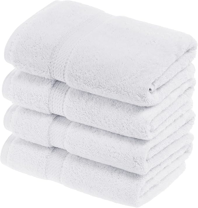 SUPERIOR Egyptian Cotton Pile Hand Towel Set of 4, Ultra Soft Luxury Towels by SUPERIOR