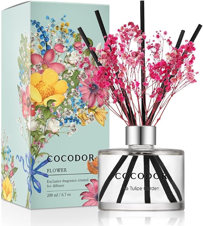 COCODOR Flower Reed Diffuser Set / 6.7oz / La Tulip Garden/Scent Diffuser by COCODOR