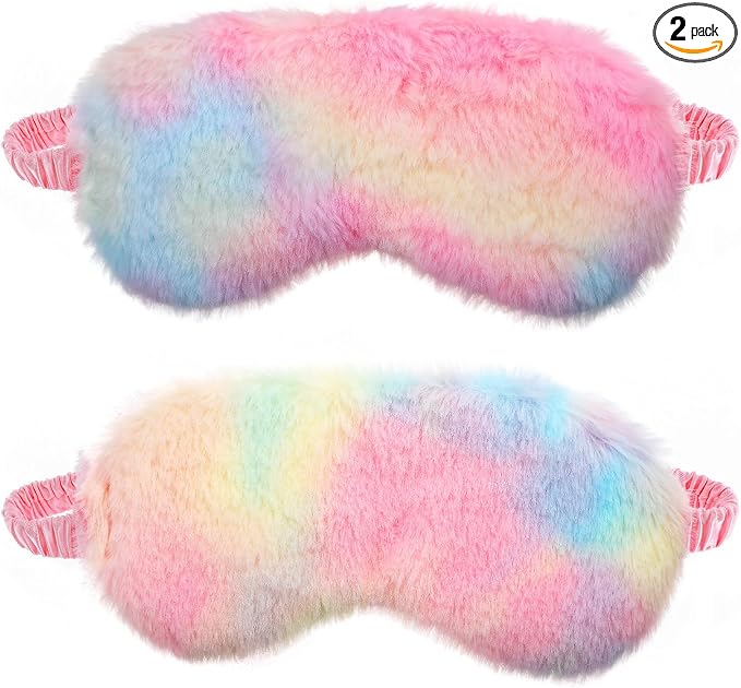 2 Pcs Plush Eye Mask Soft Sleeping Blindfold Eye Cover Comfortable Furry Faux by WY+LIGHTING+LEVEL
