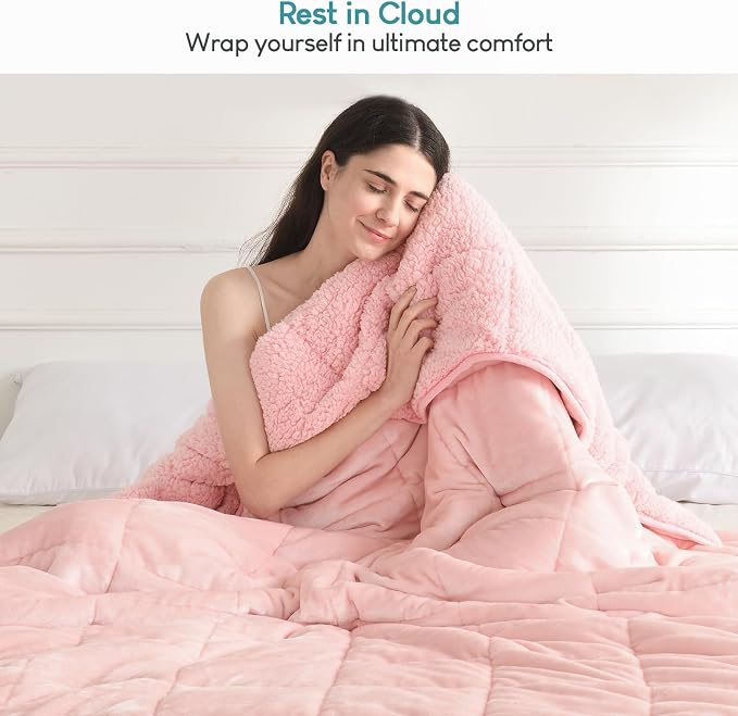 Cottonblue Weighted Blankets 25lbs King Queen Size, Fuzzy Sherpa Fleece - Image 6