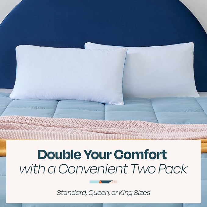 Linenspa Two Pack Shredded Gel Memory Foam Pillow, King Size – Cooling Bed - Image 3