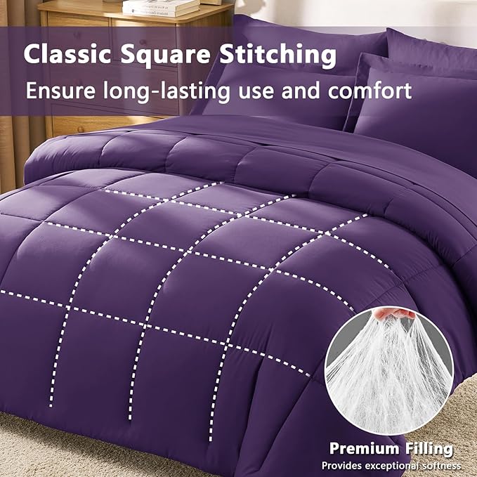 CozyLux King Size Comforter Set Purple - Image 4