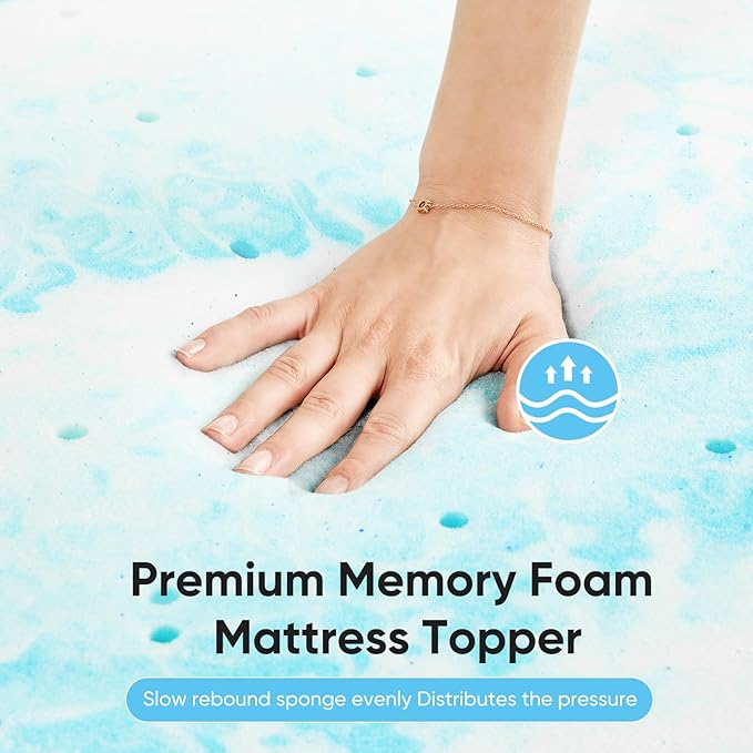 OLIXIS Gel Memory Foam Mattress Topper, Cal King 3 Inch, Cooling Gel Infused - Image 5