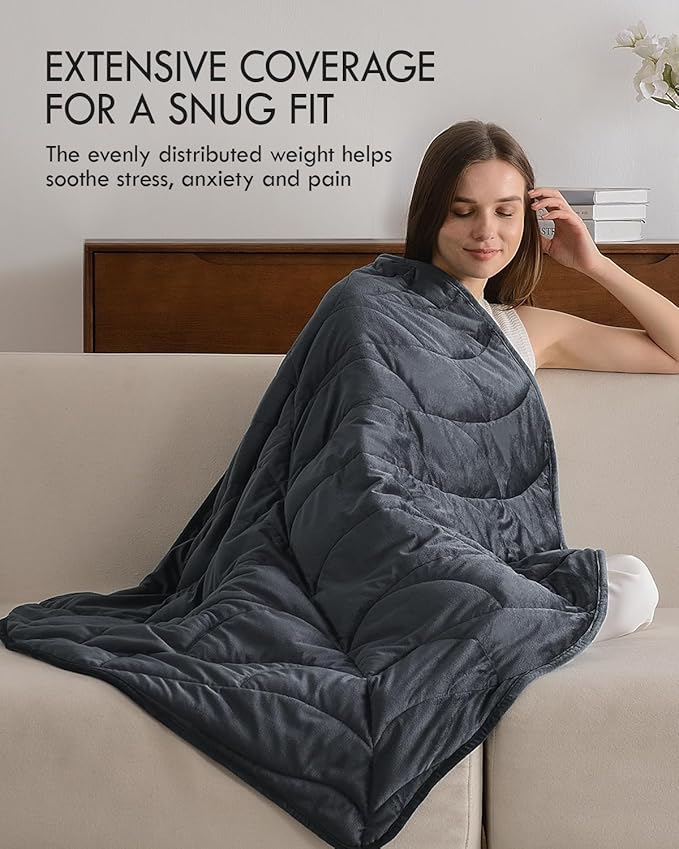 Kaisa Weighted Lap Blanket 7 lbs 41" x 53", Cozy Luxury Crystal Velvet Small - Image 2