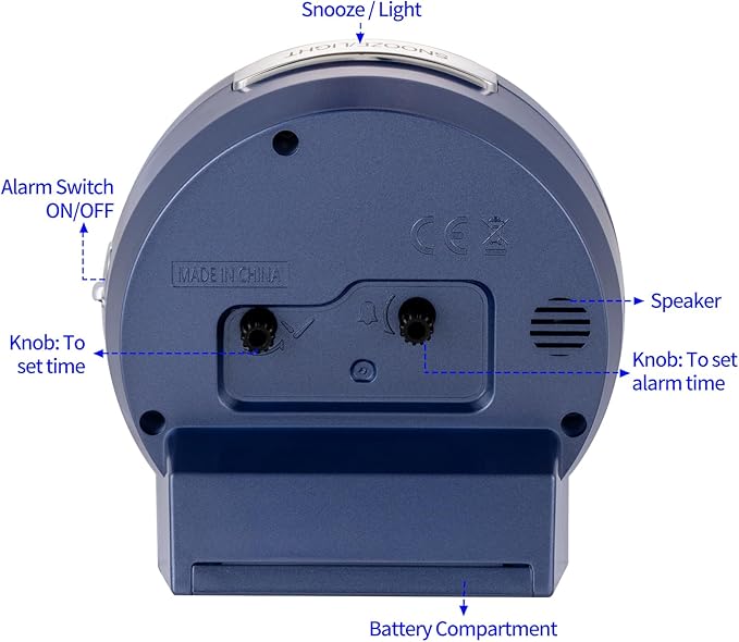 Tinload 4.3" No Ticking Analog Alarm Clock, Silent Readable - Image 7