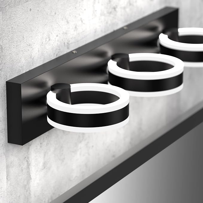 LED Bathroom Light Fixtures, 24inch Black Vanity Lights, Modern 3 Light Acrylic - Image 3