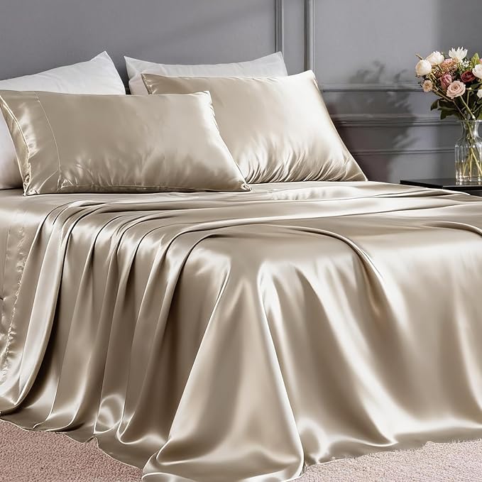 FreshCulture Satin Sheets Twin Size Bed Set by FreshCulture