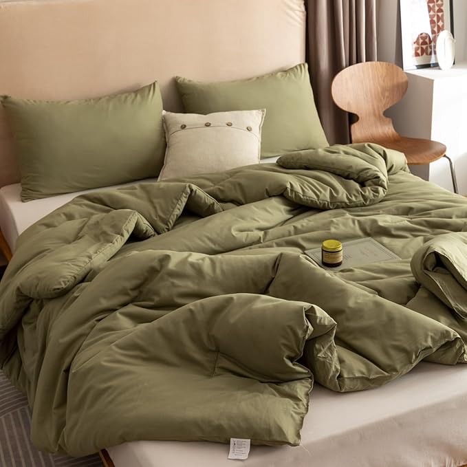 ROSGONIA Oversized Queen Comforter Olive Green - Image 3