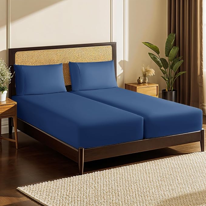 LBRO2M Split King Sheet Sets for Adjustable Bed 1000 Thread Count 100% Egyptian by LBRO2MBedding