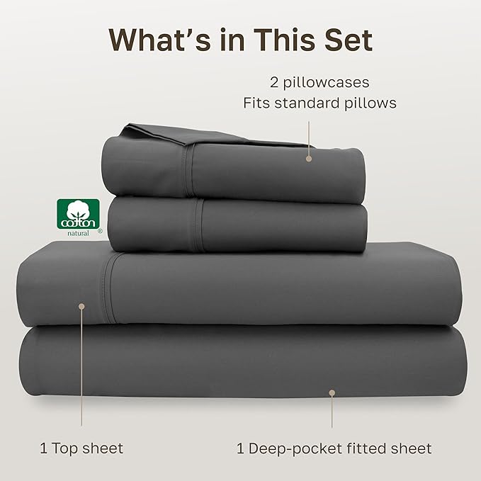 California Design Den Soft 100% Cotton Full Sheet Set, 400 Thread Count Good - Image 4