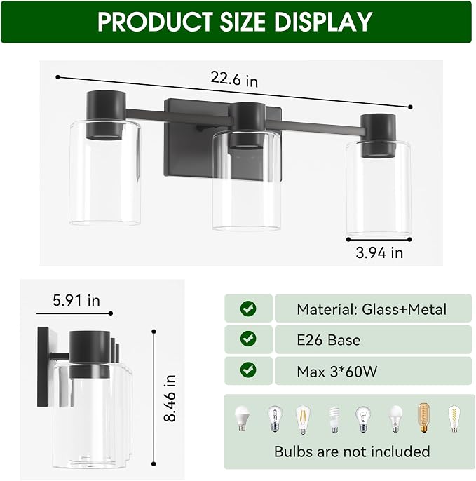 3-Light Matte Black Wall Sconces - Image 6