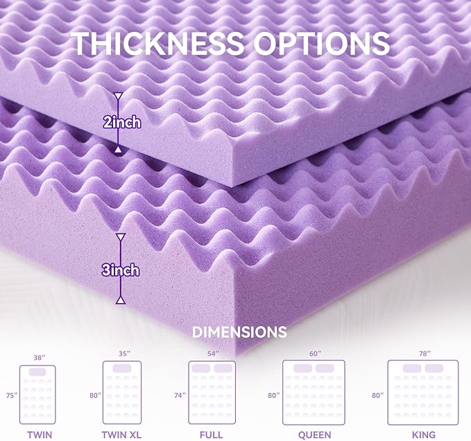 SINWEEK 2 Inch Egg Crate Memory Foam Mattress Topper Twin Size, Soft Mattress - Image 7