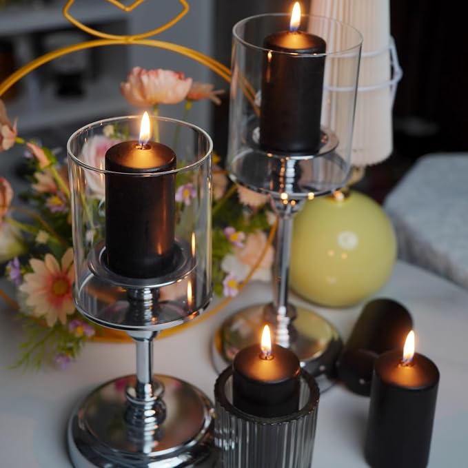 Set of 20 Black Pillar Candles, Dripless and Smokeless Dinner Candle, 2x4” - Image 5