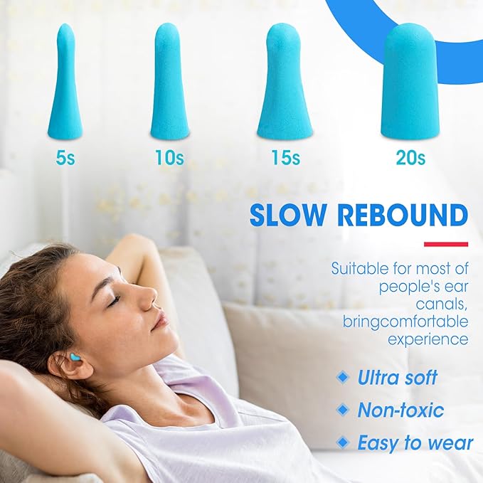 AZEN 300 Pairs Ear Plugs, NRR 32dB Soft Foam Ear Plugs - Image 4