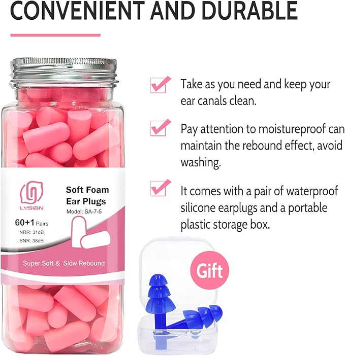 LYSIAN Ultra Soft Foam Ear Plugs - Image 6