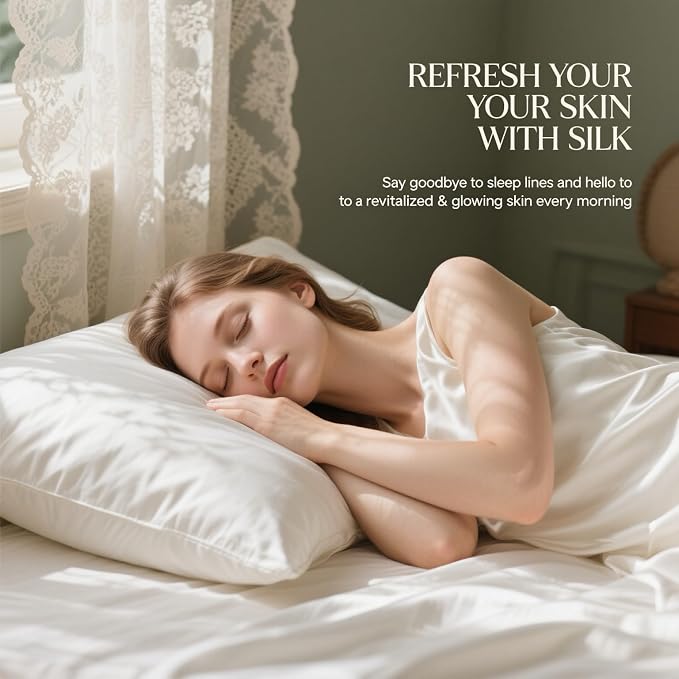 Silk Pillow Cases 2 Pack, Ravmix Both Sides Mulberry Silk Pillowcases Set of 2 - Image 2