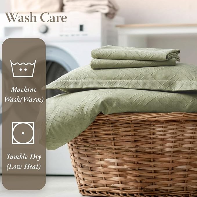 Threadmill California King Size Sheets | 800 Thread Count Jacquard Celine Sage - Image 8